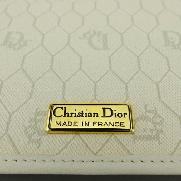 DIOR shoulder bag Honeycomb white gray gray PVC ~ leather Auth USED T18191 - Picture 6 of 8